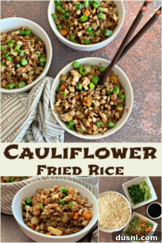Cauli Power Stir-fry 3 Cauliflower Fried Rice in a skillet, ready to be served