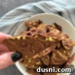 Easy Brownie Bark with Pistachios close up