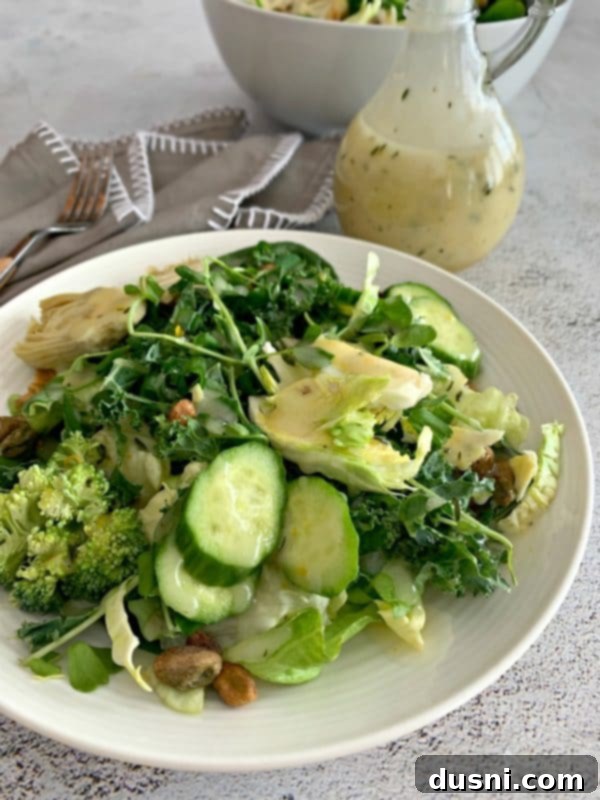 Bright Greens with Zesty Lemon Thyme Vinaigrette 2 Green Salad with Lemon Thyme Vinaigrette