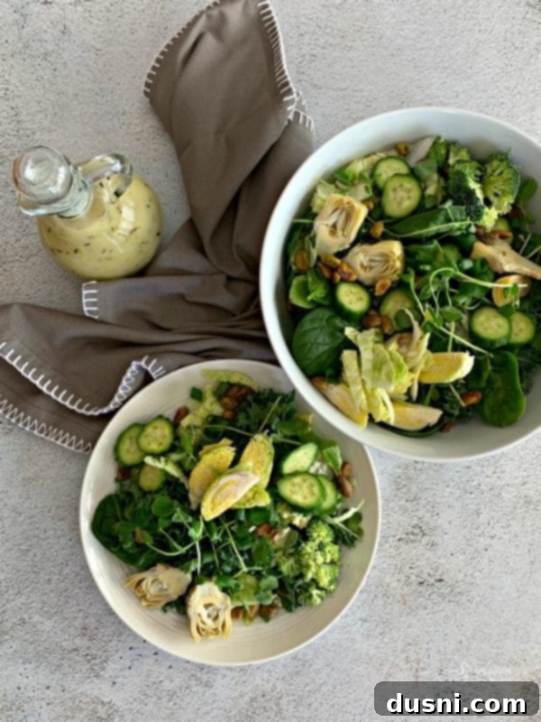 Bright Greens with Zesty Lemon Thyme Vinaigrette 3 Green Salad with Lemon Thyme Vinaigrette