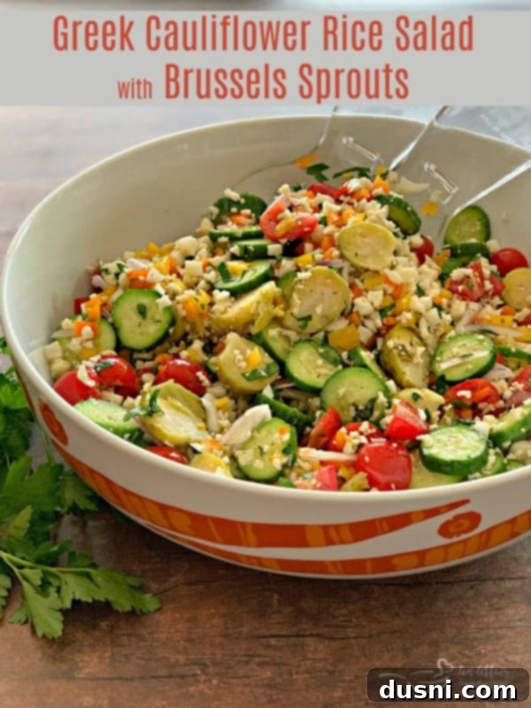 Greek Cauliflower Rice Salad with Brussels Sprouts as a hero shot