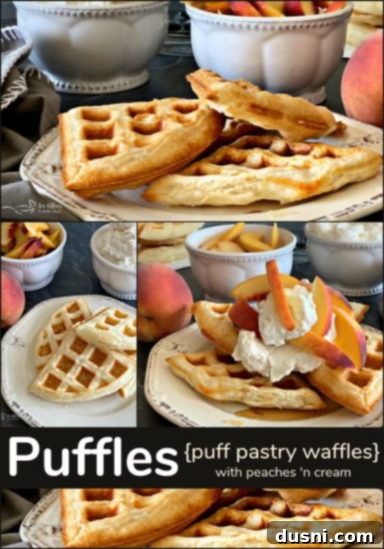 Puffles - Puff Pastry Waffles - with peaches 'n cream