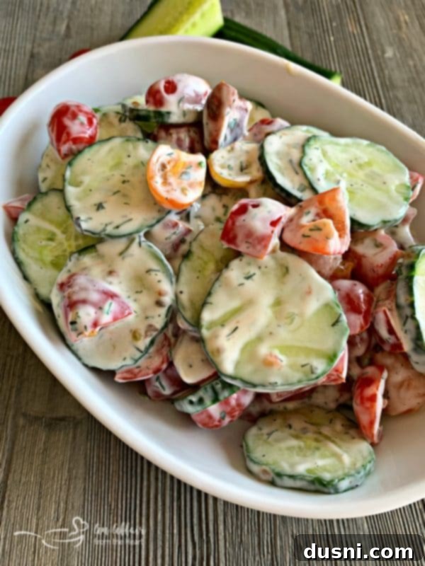 Refreshing Cucumber and Tomato Salad with Creamy Yogurt Dressing 2 Refreshing Cucumber & Tomato Salad with Yogurt Dressing