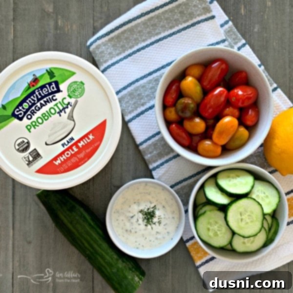 Refreshing Cucumber and Tomato Salad with Creamy Yogurt Dressing 5 Preparing Cucumber & Tomato Salad with Yogurt Dressing Ingredients