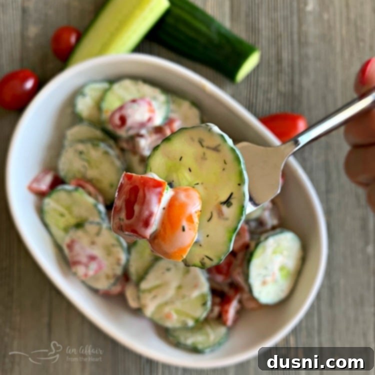 Refreshing Cucumber and Tomato Salad with Creamy Yogurt Dressing 7 Delicious Cucumber & Tomato Salad with Yogurt Dressing