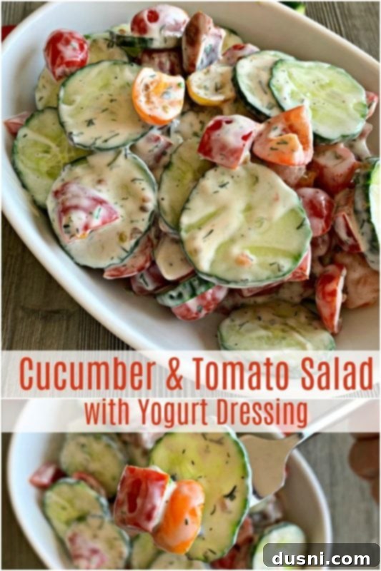 Refreshing Cucumber and Tomato Salad with Creamy Yogurt Dressing 8 Cucumber & Tomato Salad with Yogurt Dressing = An Affair from the Heart