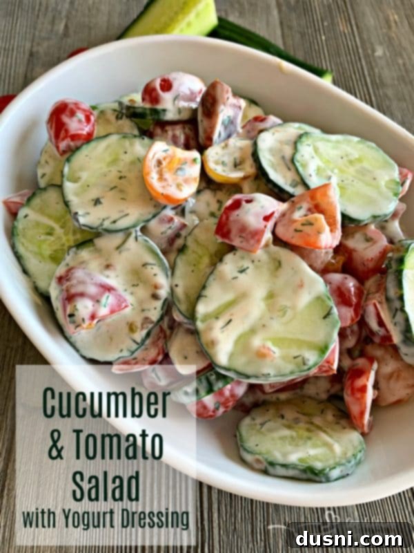 Refreshing Cucumber and Tomato Salad with Creamy Yogurt Dressing 9 Cucumber & Tomato Salad with Yogurt Dressing - Hero Shot