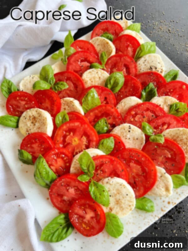 A vibrant Caprese salad displayed as a hero image, showcasing its fresh ingredients and inviting appeal.