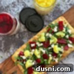 overhead of Flatbread with Pickled Veggies