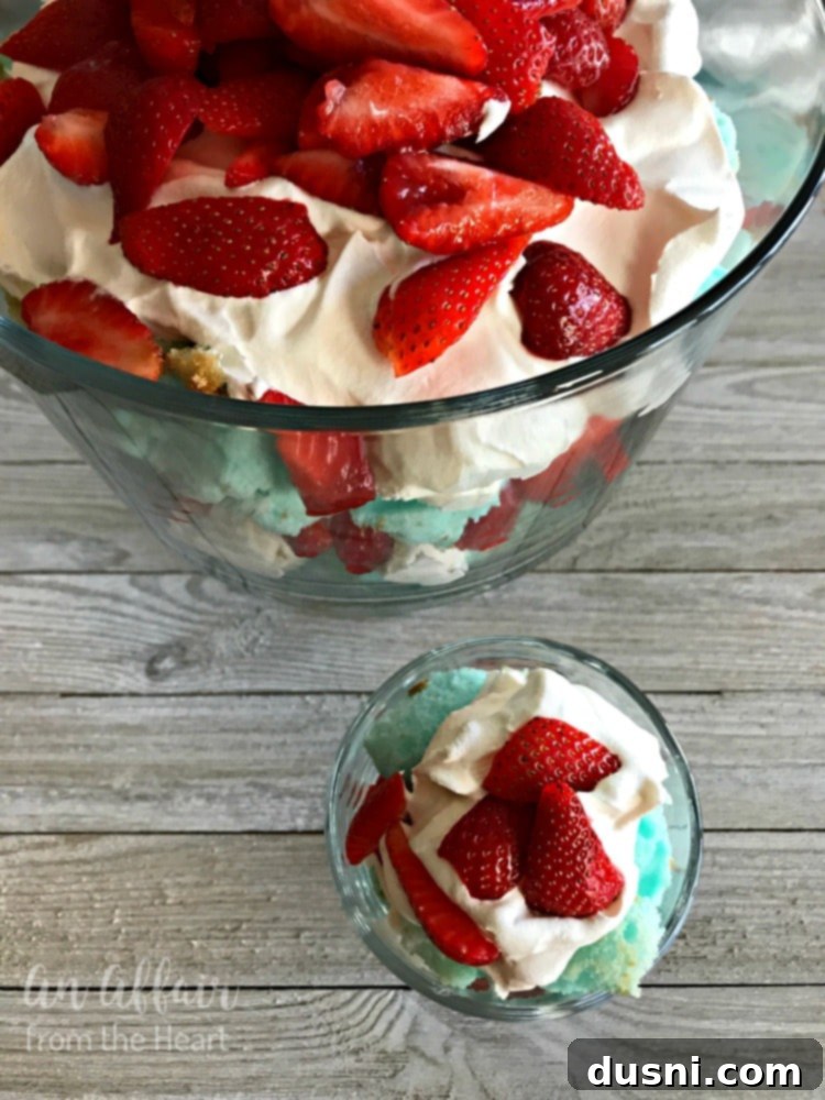 Red, White and Blue Strawberry Shortcake Trifle - A fresh and vibrant dessert for any occasion