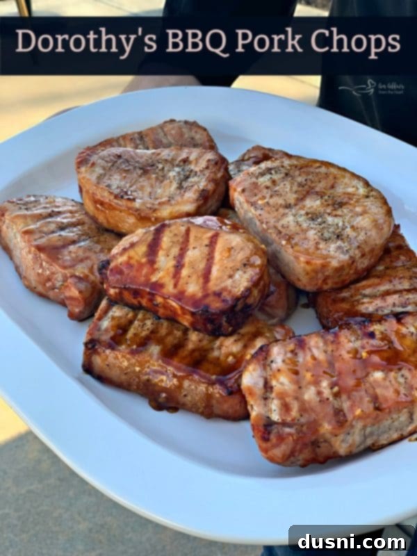 Dorothy's Signature BBQ Pork Chops 11 Dorothy's BBQ Pork Chops on a platter