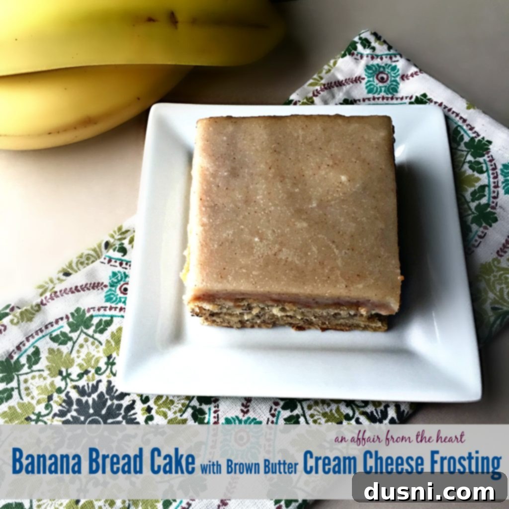 Delicious Banana Bread Cake with luscious Brown Butter Cream Cheese Frosting
