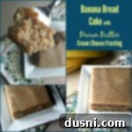 Golden Brown Butter Banana Cake Delight 5 collage image of Banana Bread Cake with Brown Butter Cream Cheese Frosting