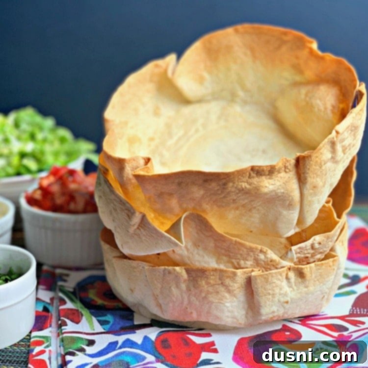 Crispy Air Fryer Taco Salad Bowls 9 Air Fryer Taco Salad Bowls filled with delicious taco salad