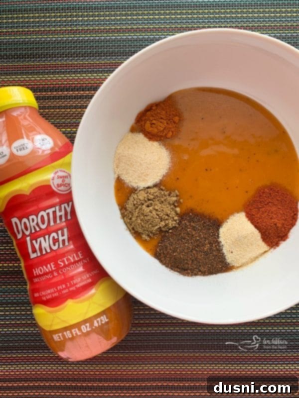 Freshly made Homemade Dorothy Lynch Taco Sauce in a small bowl