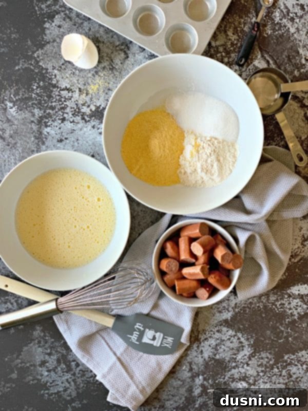 Corn Dog Muffin Bites 7 Corn Dog Mini Muffins prep