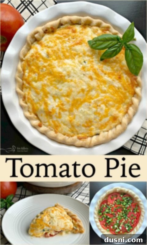 Southern Tomato Pie with basil garnish