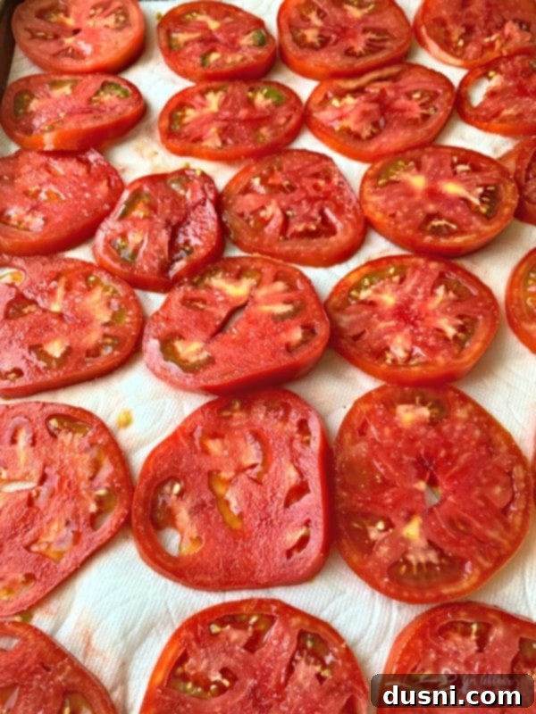 Preparation of tomatoes for pie