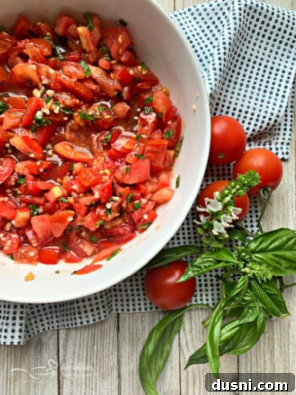 Delicious Fresh Tomato Bruschetta, a perfect Italian appetizer