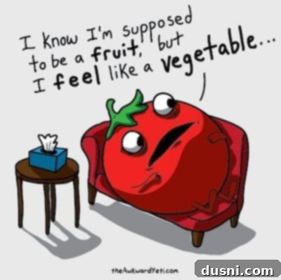 Funny quote about tomatoes being fruit but not for fruit salad