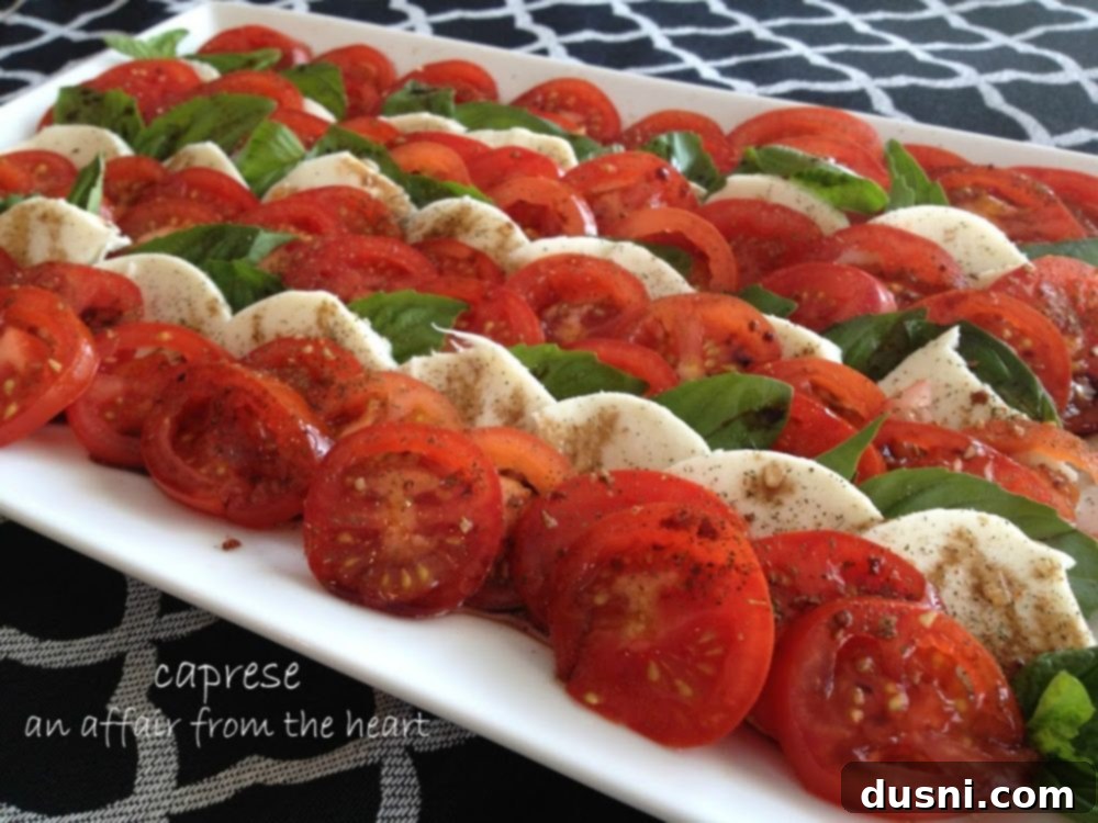 Caprese Salad with tomatoes, mozzarella, and basil