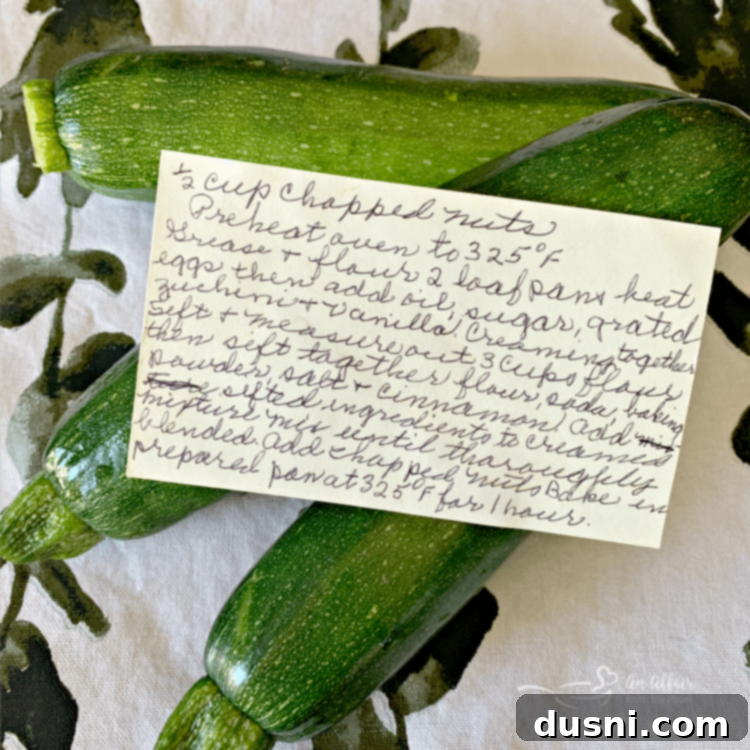 Heirloom Zucchini Loaf 5 Grandma's Original Handwritten Zucchini Bread Recipe