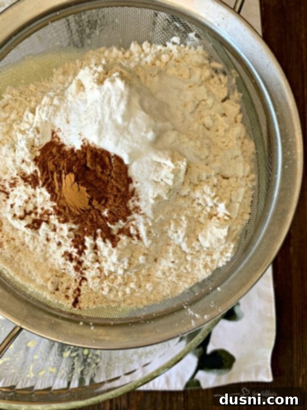 Heirloom Zucchini Loaf 7 Grandma's Zucchini Bread Preparation - Sifting Dry Ingredients