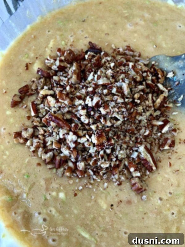 Heirloom Zucchini Loaf 9 Grandma's Zucchini Bread Preparation - Adding Nuts