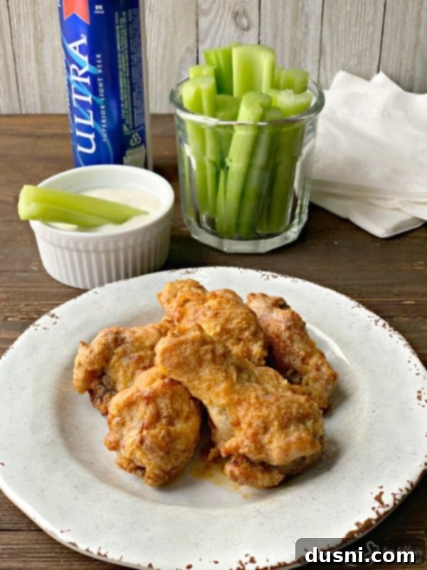 Air Fryer Copy Cat Hooters Wings on a platter