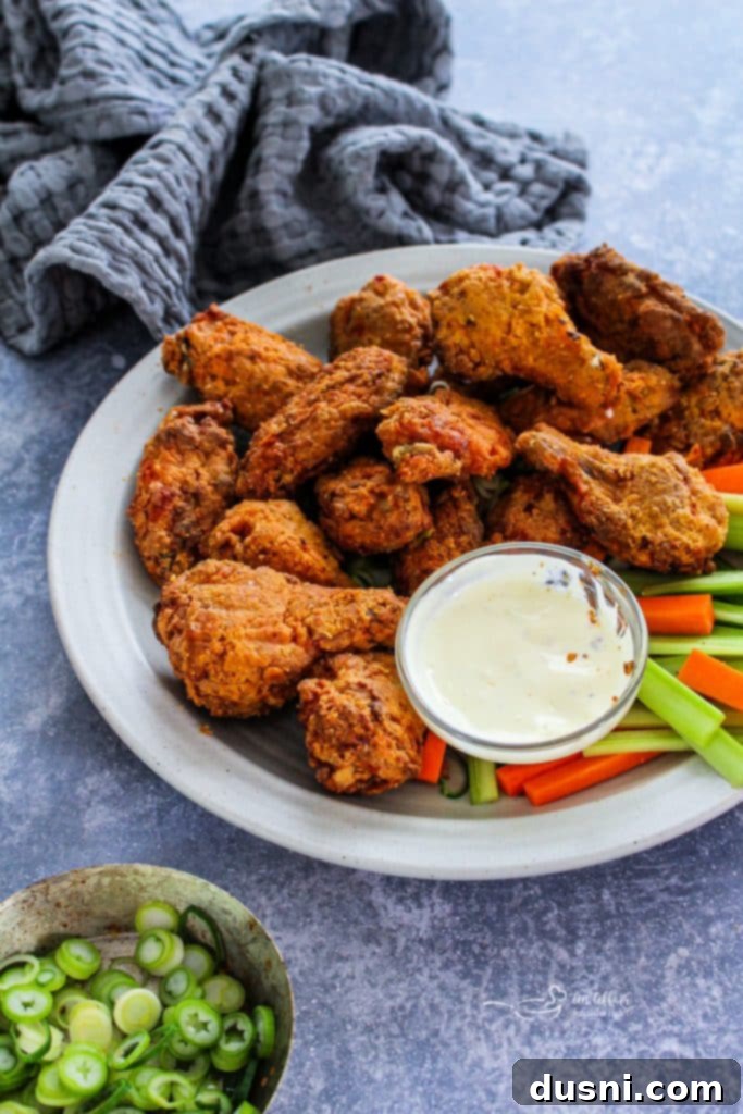 Air Fryer Copy Cat Hooters Wings with a side of dressing