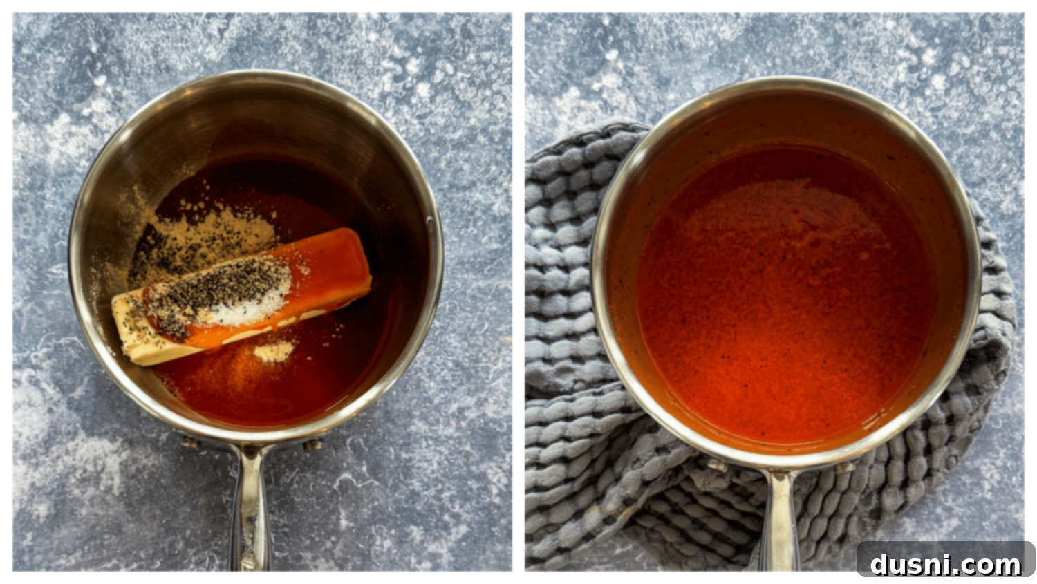 Step 2: Melting butter and mixing hot sauce