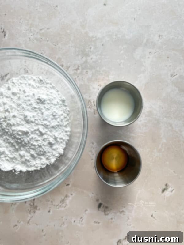 Glazed Snickerdoodle Bars 5 Ingredients for snickerdoodle bars laid out, including flour, sugar, butter, eggs, and cinnamon.
