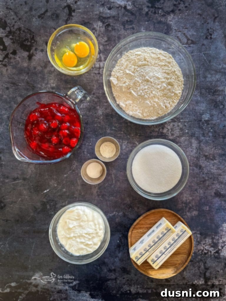 Cherry Streusel Coffee Cake 5 Close up view of the cherry filling in the coffee cake