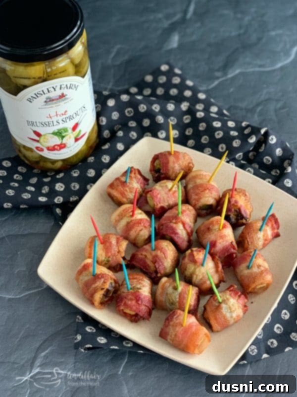 Bacon Blanketed Brussels Sprouts 2 Bacon Wrapped Hot Brussels Sprouts paisley farm hot brussles sprouts