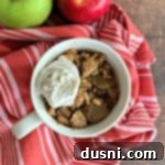Close up of Microwave Apple Crisp in a Mug