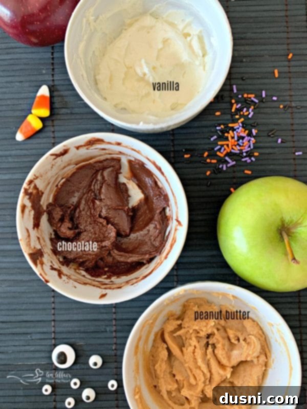 Apple Donut Monsters cream cheese frosting