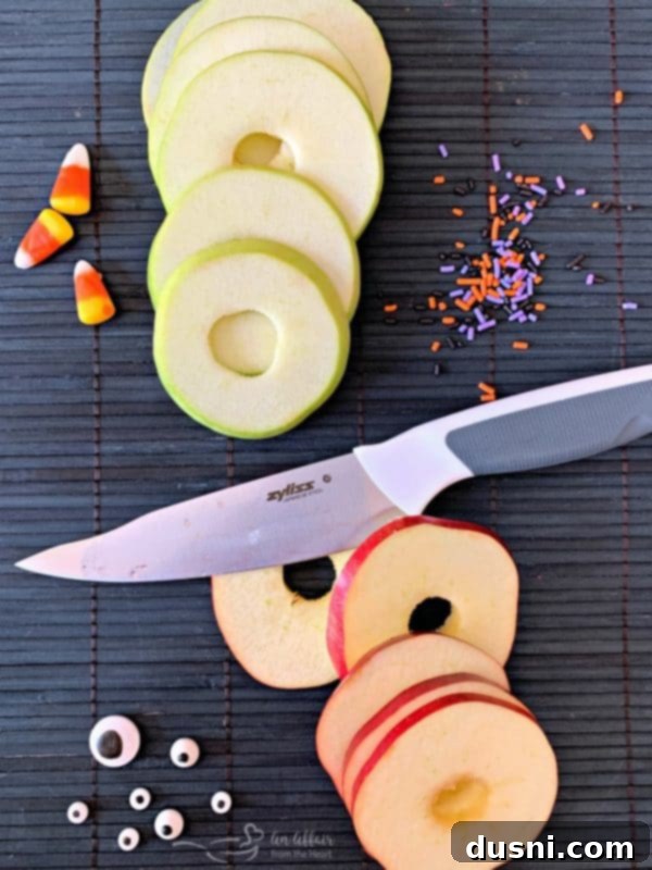 Apple Donut Monsters preparation