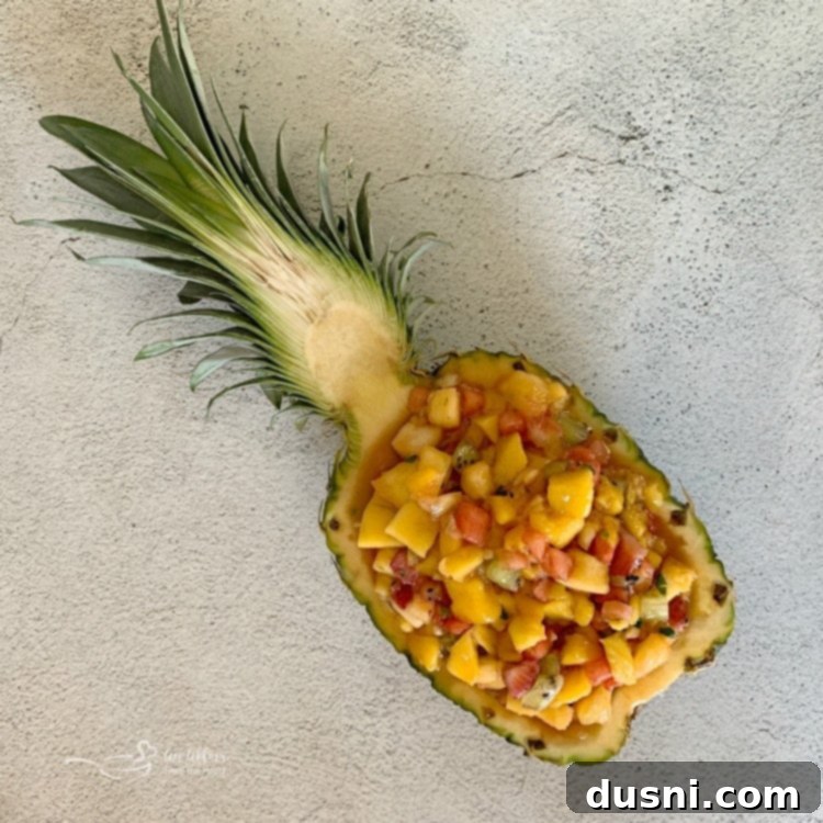 Tropical Salsa in a fresh pineapple bowl