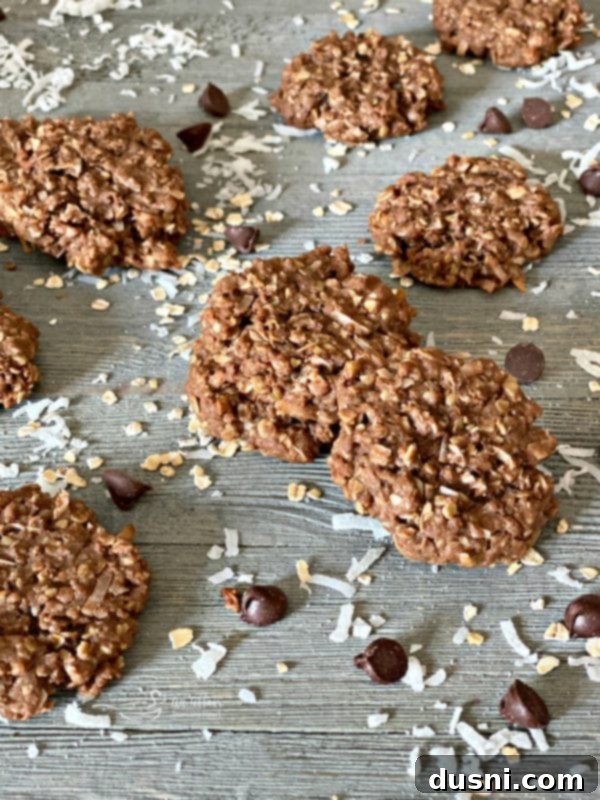 Delicious Chewy Chocolate Oatmeal Coconut Cookies ready to be enjoyed with coffee