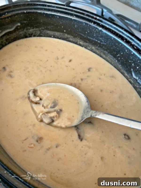 Homemade pork roast gravy, with or without mushrooms