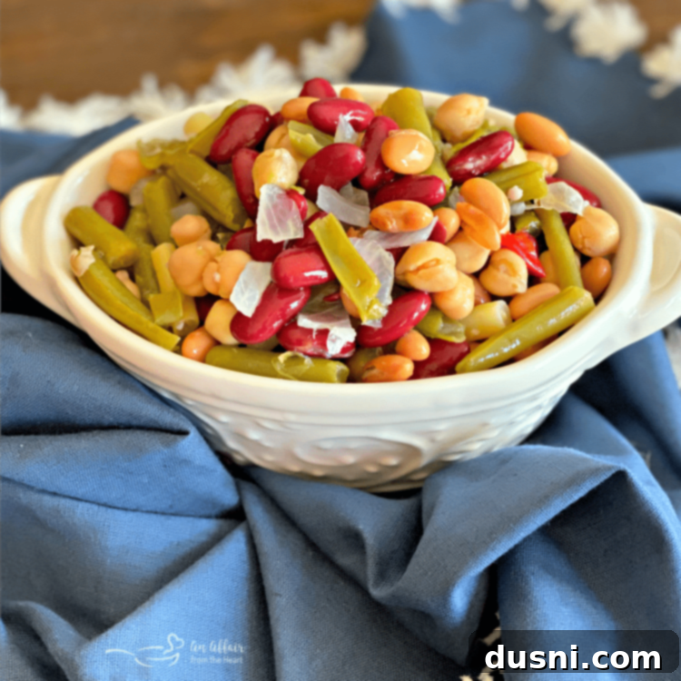 Close-up of Paisley Farm Five Bean Salad in a bowl