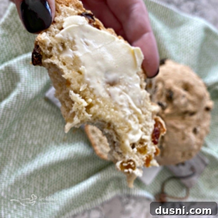 Irish Soda Bread sliced with butter