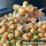 Beef & Kraut Tater Tot Casserole spoonful