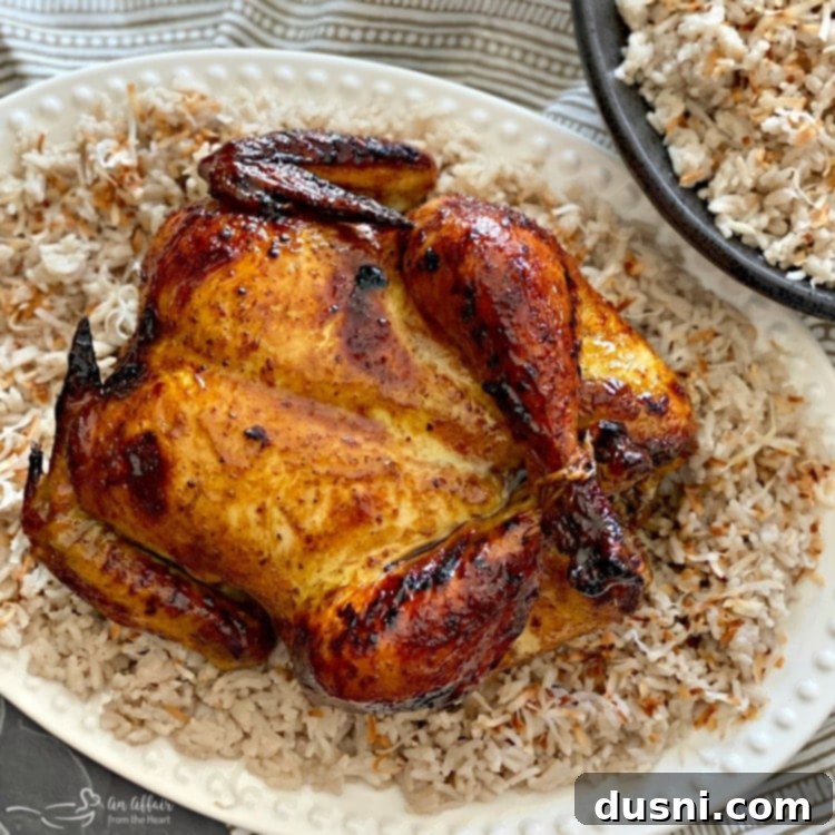 Jamaican Jerk Glazed Chicken over Sweet Coconut Rice square
