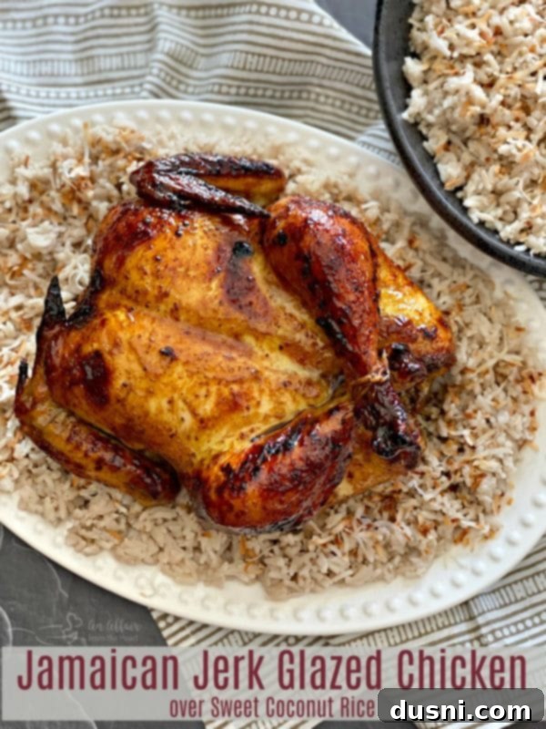 Jamaican Jerk Glazed Chicken over Sweet Coconut Rice HERO