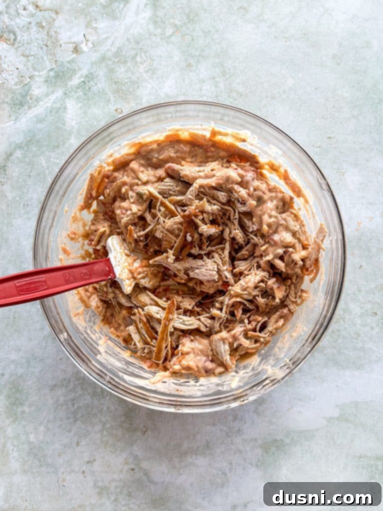 Ingredients for the chicken mixture in a bowl.