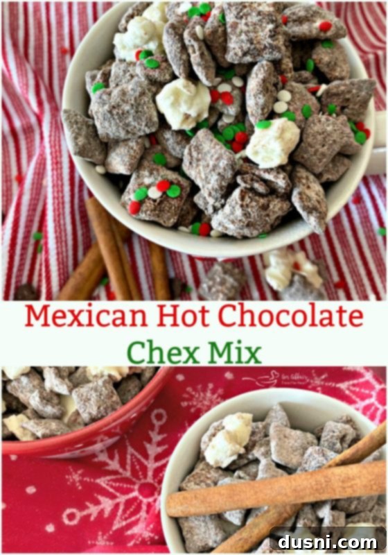 Aztec Hot Cocoa Medley 11 Mexican Hot Chocolate Chex Mix - An Affair from the Heart Pinterest graphic