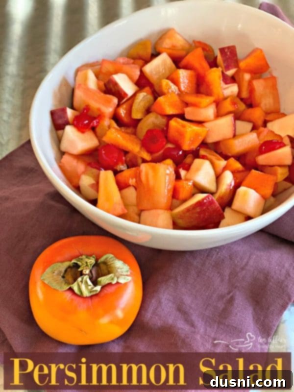 Golden Persimmon Harvest 6 A close-up shot of the finished Persimmon Salad in a white bowl, ready to be served.