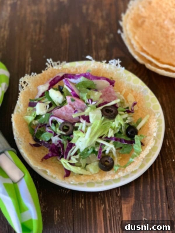 Parmesan Cheese Bowls with italian salad