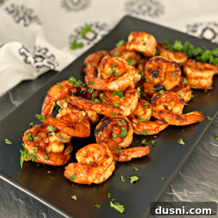 Close up of a single Spicy Caribbean Shrimp appetizer